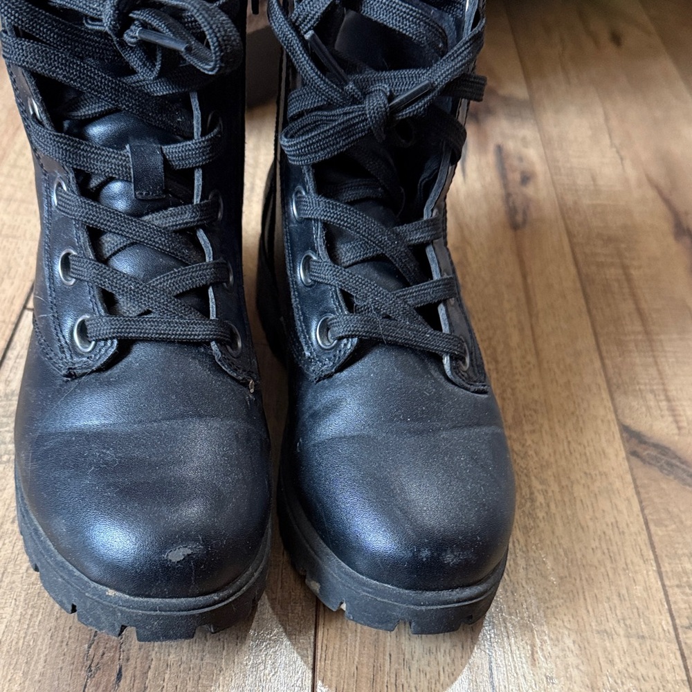 Joe Fresh Black Quilted Ankle Lace-Up Boots - Picture 8 of 12